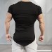 AMOFINY Men's Tops T-Shirt Irregular Polyester Short Sleeve Hedging Slim Fit Blouse Black B07P8TG6T3